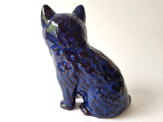 Revi Milo Denmark - Blue Ceramic Cat - Marked – Sculpture (photo 3 of 5)