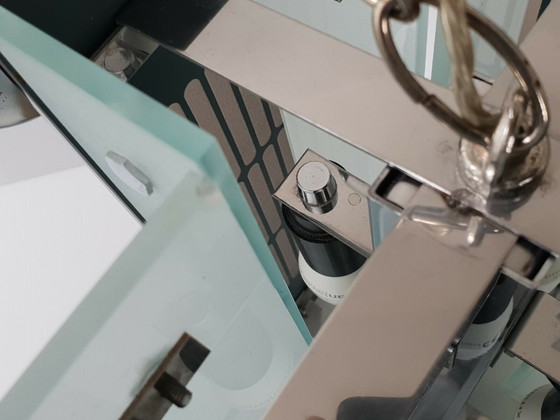 Image 1 of Italiaanse vintage kroonluchter uit de jaren 70 van glas en spiegelglas, Fontana Arte 70s.