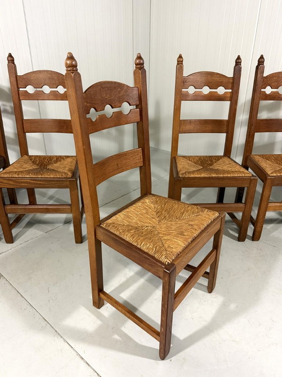 Rustieke Eiken Razor Back Eetkamerstoelen 1960’s – Wicker (photo 10 of 18)