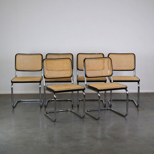 6 x alte Marcel Breuer Stühle von Thonet Modell S32