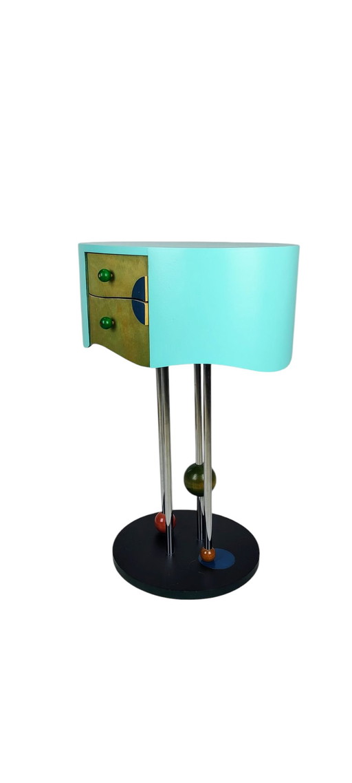 Postmodern turquoise design cabinet 1990s