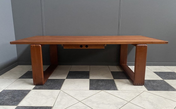 Image 1 of Large Teak coffee table with serving tray 1970s EMC Mobler Denmark