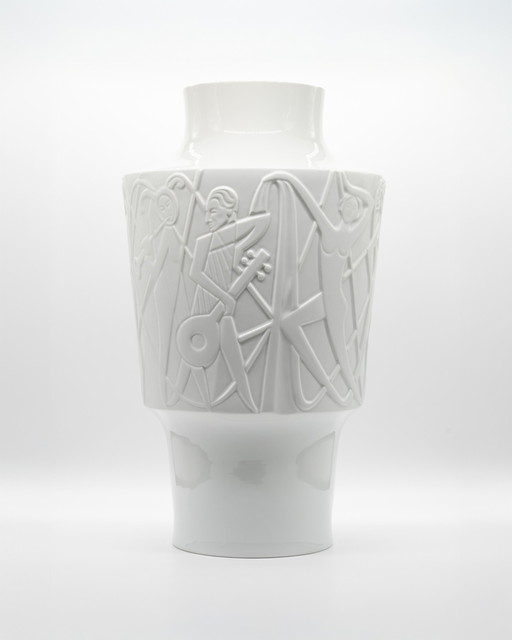 Rare 49cm Porcelaine Floor Vase Edelstein Bavaria Art Déco Relief Kurt Wendler 57