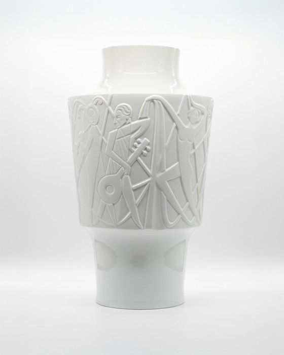 Image 1 of Rare 49cm Porcelain Floor Vase Edelstein Bavaria Art Déco Relief Kurt Wendler 57