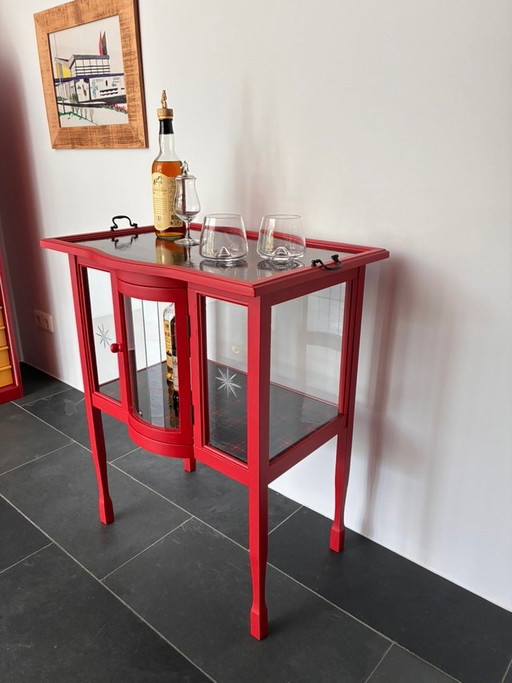 Unique (single) Malt Whisky cabinet or tea cabinet – drankenkasten, Glass, Wood