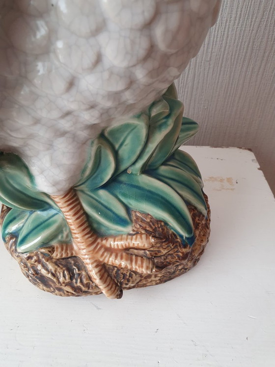 Image 1 of Grand coq vintage en céramique – glaçure craquelée – 47 cm