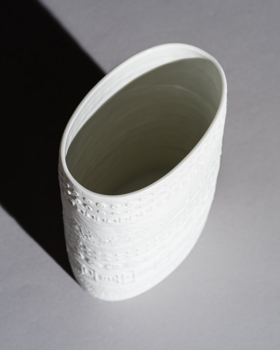 Image 1 of Martin Freyer Rosenthal Studio-Linie Bisque Porcelain Relief Brutalist Vase Duo