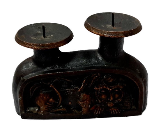 Image 1 of Portacandele doppio in ghisa d'epoca