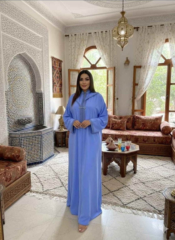 Image 1 of Haute Couture marokkanische Djellaba – handgefertigtes Randa & Aakad Finish