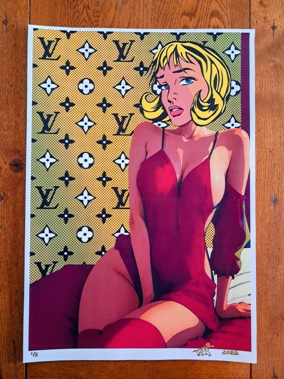 Image 1 of TUSHI KUNI - Pop Art francese - Litografia d'artista incorniciata