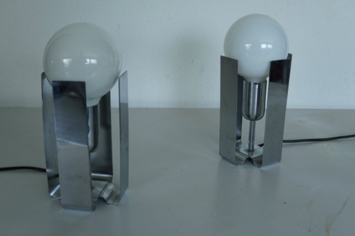 Vintage Bilia Lamps by Claudio Salocchi for Lumenform, Italy, 1970s – Set of 2 – tafellampen, Aluminium (photo 2 of 7)