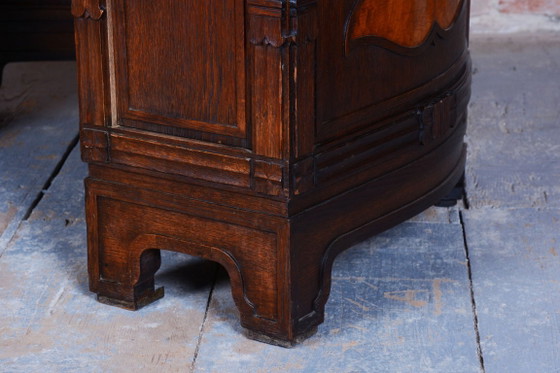Restored Cubistic Writing Desk, Oak, Walnut, Revived Polish, Czech, 1910s – Metal, Wood (photo 14 of 21)