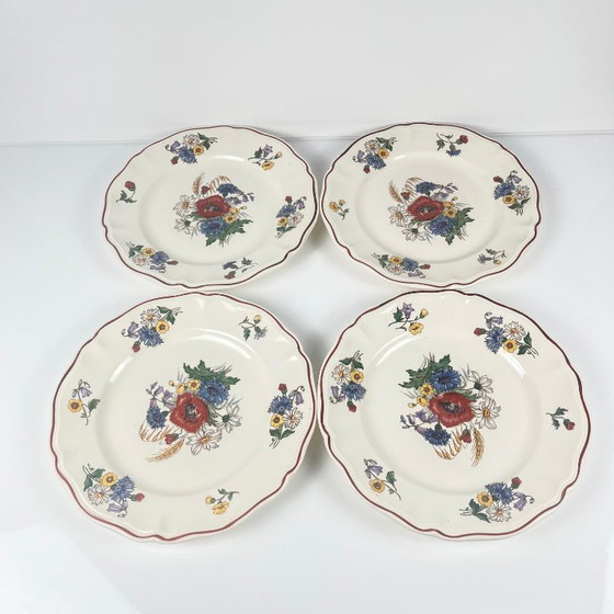 Image 1 of Set de 4 assiettes plates "Agreste", Sarreguemines, première moitié du XXeme s.