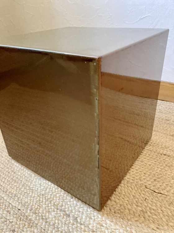 Image 1 of Electro-galvanized metal seat, brass effect. Pharrell Williams / Louis Vuitton fashion show, 2024