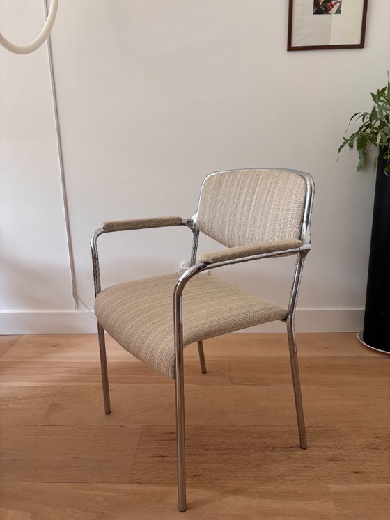 Set di 4 sedie vintage in cromo beige – Sedie da pranzo, Tessile (photo 6 of 11)