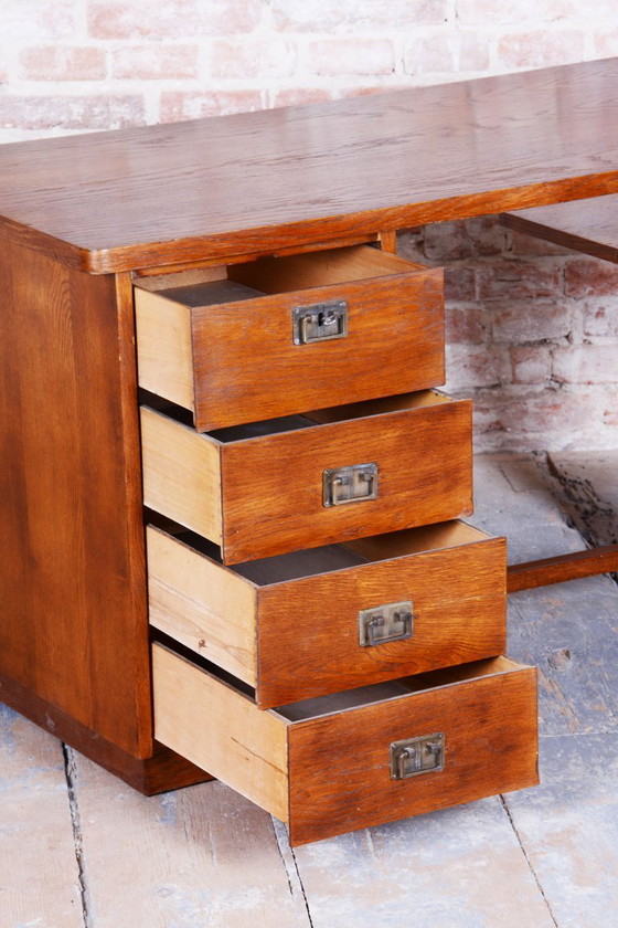 Restored Art Deco Writing Desk, J. Halabala, UP Zavody, Oak, Beech, Czech, 1930s – Jindřich Halabala, Wood (photo 6 of 12)