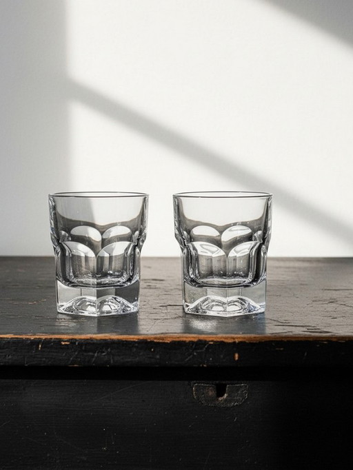 Paar elegante vintage Boheemse kristallen whiskyglazen