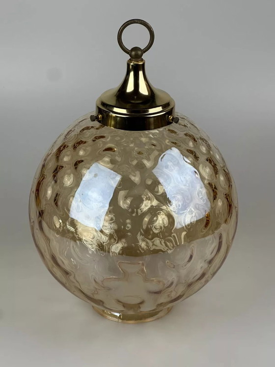 Image 1 of 60er 70er Jahre Deckenlampe Hängelampe von Glashütte Limburg Germany Space Age