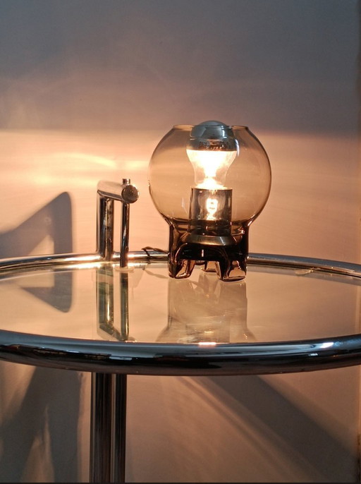 Lámpara de mesa de cristal ahumado de Sussmuth Leuchten, década de 1970