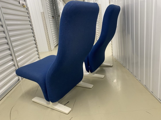 Set di 2 sedie Artifort Concorde originali di Pierre Paulin, Sedie e poltrone, Metallo, Tessile, Blu (foto 4 di 5)