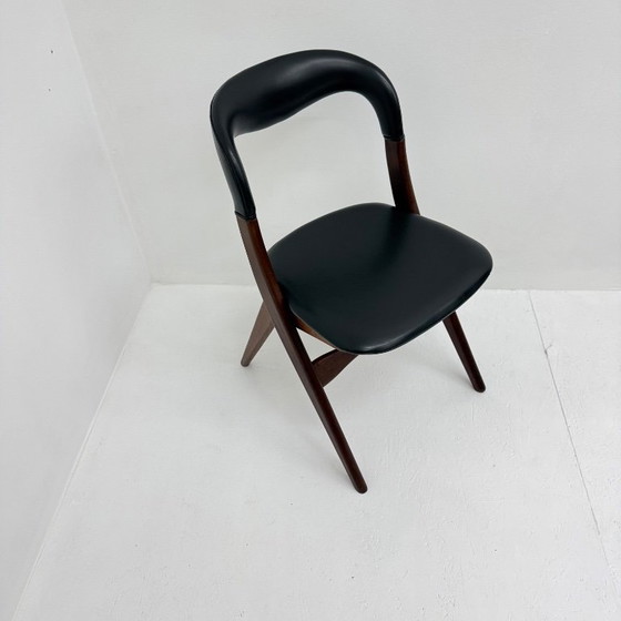 Sedia da pranzo vintage di Louis van Teeffelen, anni '60, Sedie da pranzo, Legno, Pelle, Marrone (foto 8 di 14)