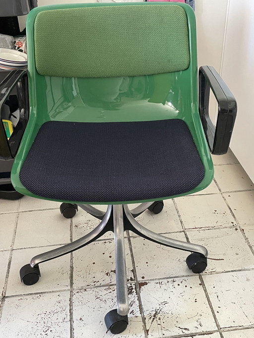 Vintage Tecno bureaustoel met wieltjes – eetkamerstoelen, Plastic