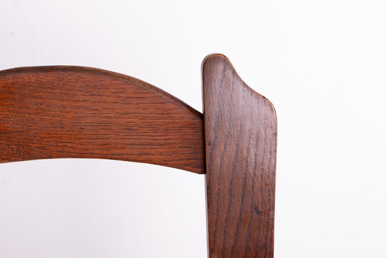 Image 1 of Set di 6 grandi sedie brutaliste in rovere massello, anni '50, nello stile di René Gabriel.