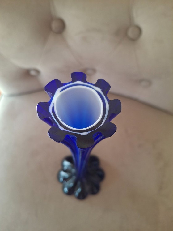 Image 1 of Vintage glass vase in cobalt blue from the 1960s or 1980s.
