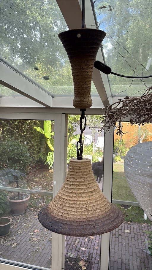 Brutalist clay lamp, ceramic