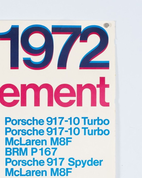 Image 1 of Porsche Interserie 1972 Gesamtklassement – Original Vintage Porsche Poster by Edgar Dambacher – Mid-Century Modern – 102x76 cm