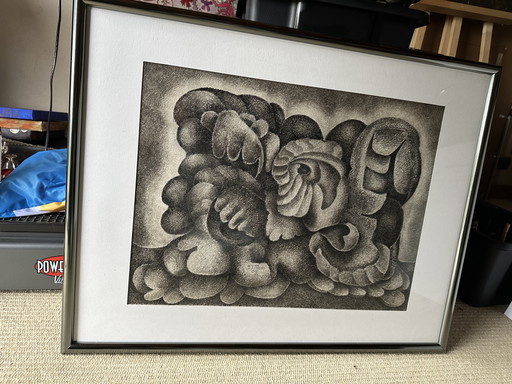 Abstract schilderij/tekening in luxe wissellijst