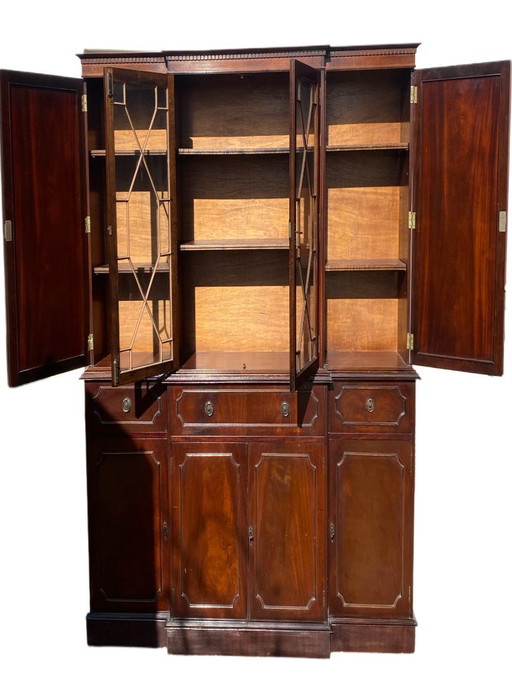 Bibliothèque anglaise secrétaire acajou style victorien