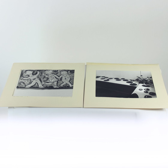 Image 1 of Set van 4 grote vintage foto's van keramisch kunstwerk door Ditta Abrahámová, Tsjecho-Slowakije 1980