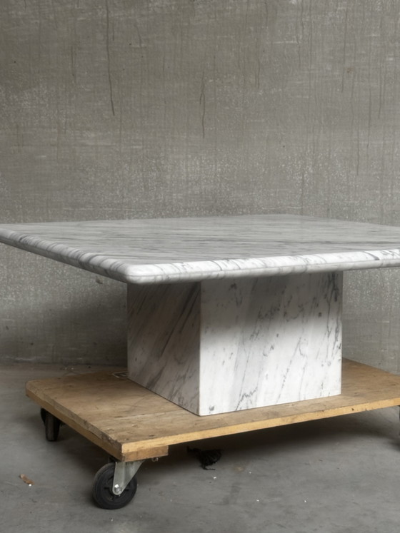 Image 1 of 1980s carrara marble coffee table 