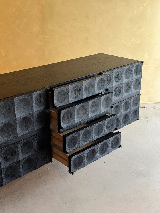 Image 1 of Brutalistisch dressoir in zwart gebeitst eiken van J. Batenburg voor MI België