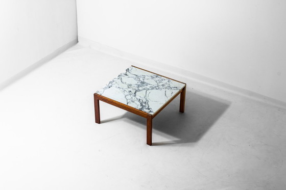 Image 1 of Minimalist coffee table in teak and marble by Alfred Hendrickx, 1960s
