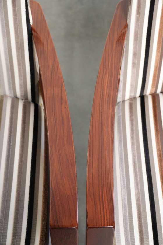 Image 1 of 4 sillas de comedor exclusivas de diseño Art Déco de Schuitema, pertenecientes a la serie Decoforma, con tapicería de tela de lu