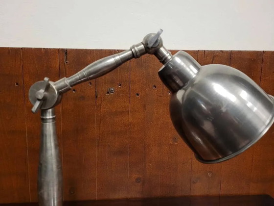 Lampada da scrivania vintage industriale in peltro, Lampade da tavolo, Metallo, Argentato, Industrieel (foto 5 di 6)