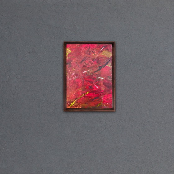Image 1 of Abstract acrylic artist painting on canvas frame 46x33cm.