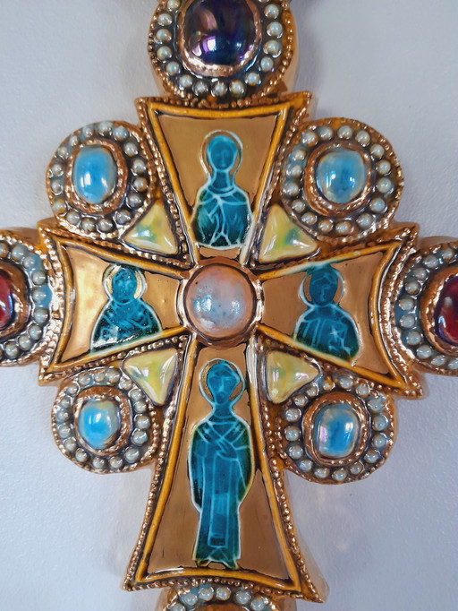 Glazed ceramic cross, Marc Roussel.