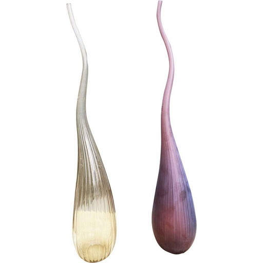 Paire de vases vintage Aria en gris fumé et prune sable Renzo Stellon by Salvatia