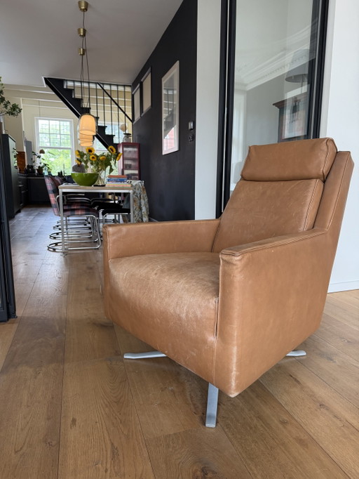 Linteloo Leren Draaifauteuil – Cognac – Met Mooi Patina Je – draaistoelen, Leather