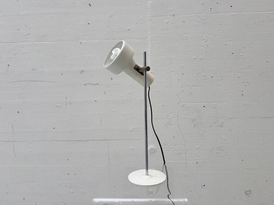 Image 1 of Designer table lamp made of metal in white, 1970s