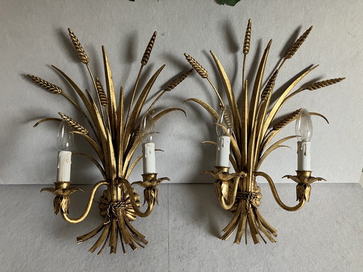 Hans Kögl 2 Florentine sconces Hollywood Regency Rococo