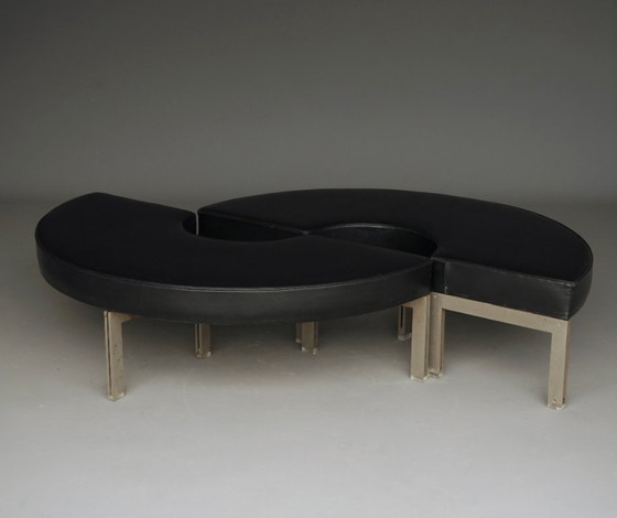 Mid-Century Round Modernist Benches. 1960s. Set of 2 – Metal, Plastic (photo 3 of 23)
