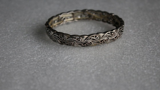 Image 1 of Vintage filigraan armband, zilverkleurig, elastisch, antieke stijl