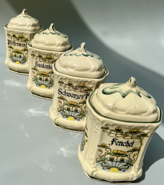 Image 1 of Heer - Tea container/box (4) - ceramic - hand-painted Germany - - 1960-1970