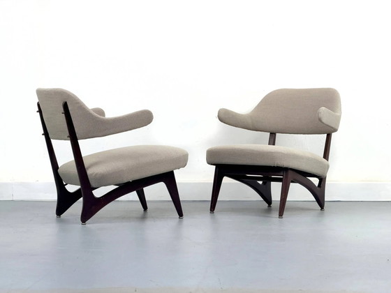 Poltrone lounge con nuovo tessuto, anni '50, Set di 2 – Legno, Mid Century Modern (photo 23 of 23)