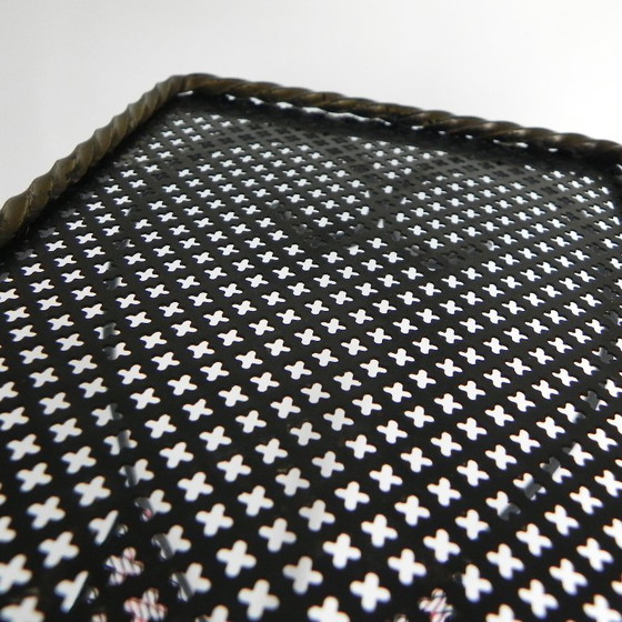 Image 1 of Vintage stalen bijzettafeltje met tijdschriftenrek, jaren 50