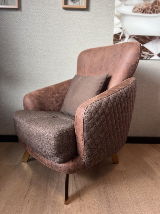 Image 1 of Fauteuil Chesterfield Dareton - Marron - Cuir